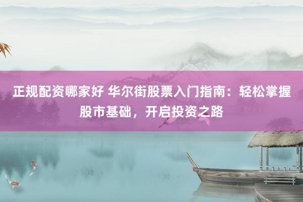 正规配资哪家好 华尔街股票入门指南：轻松掌握股市基础，开启投资之路