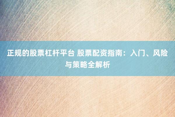正规的股票杠杆平台 股票配资指南：入门、风险与策略全解析