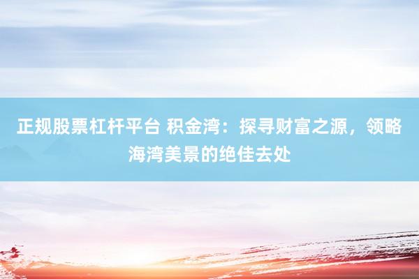 正规股票杠杆平台 积金湾：探寻财富之源，领略海湾美景的绝佳去处