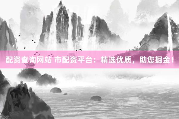 配资查询网站 市配资平台：精选优质，助您掘金！