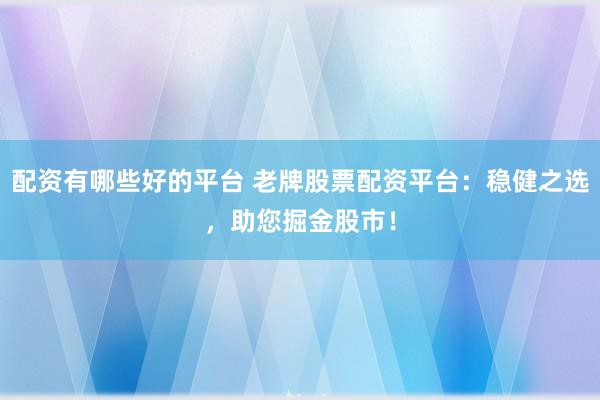 配资有哪些好的平台 老牌股票配资平台：稳健之选，助您掘金股市！