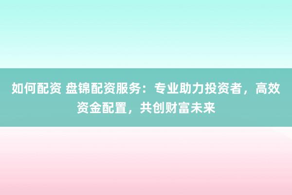 如何配资 盘锦配资服务：专业助力投资者，高效资金配置，共创财富未来