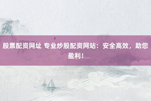 股票配资网址 专业炒股配资网站：安全高效，助您盈利！