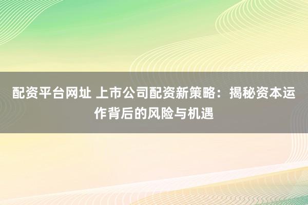 配资平台网址 上市公司配资新策略：揭秘资本运作背后的风险与机遇