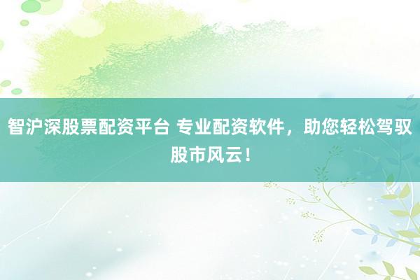 智沪深股票配资平台 专业配资软件，助您轻松驾驭股市风云！