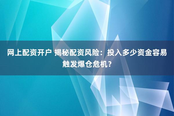 网上配资开户 揭秘配资风险：投入多少资金容易触发爆仓危机？