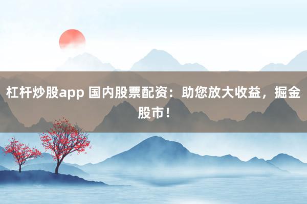 杠杆炒股app 国内股票配资：助您放大收益，掘金股市！