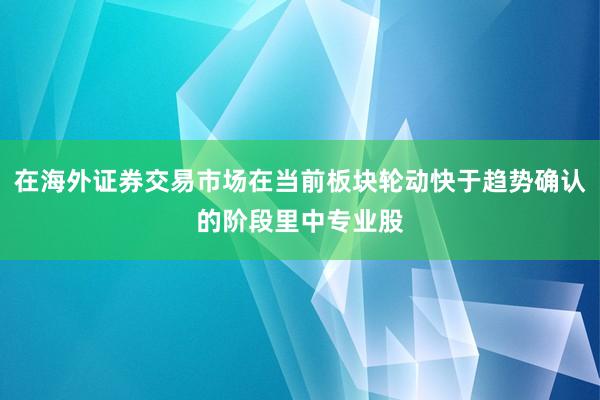 在海外证券交易市场在当前板块轮动快于趋势确认的阶段里中专业股