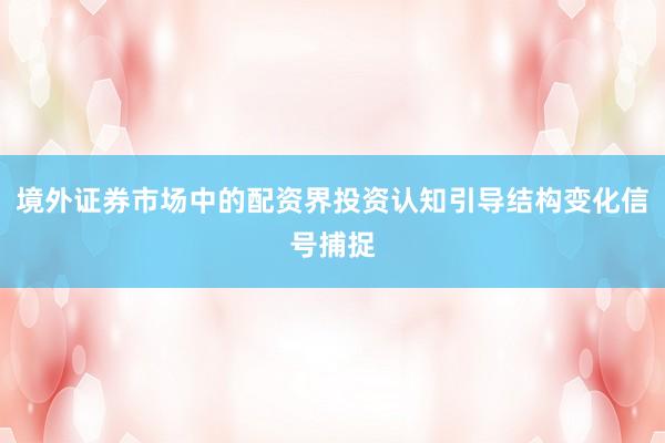 境外证券市场中的配资界投资认知引导结构变化信号捕捉