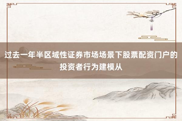 过去一年半区域性证券市场场景下股票配资门户的投资者行为建模从