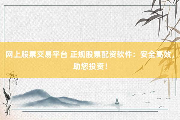网上股票交易平台 正规股票配资软件：安全高效，助您投资！