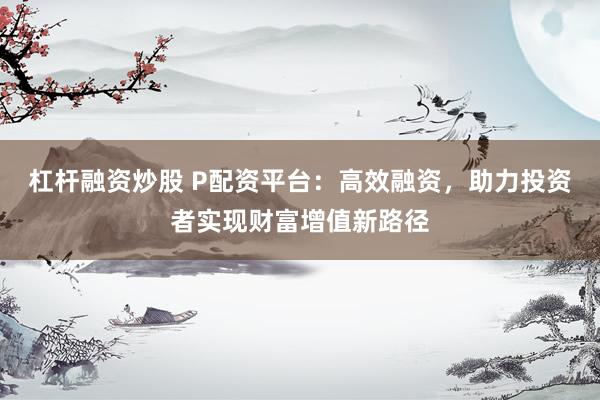 杠杆融资炒股 P配资平台：高效融资，助力投资者实现财富增值新路径
