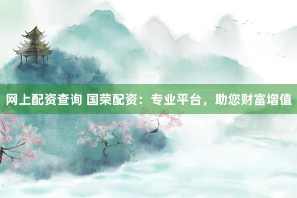 网上配资查询 国荣配资：专业平台，助您财富增值
