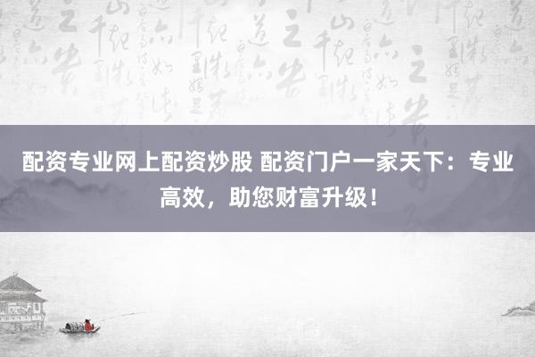 配资专业网上配资炒股 配资门户一家天下：专业高效，助您财富升级！