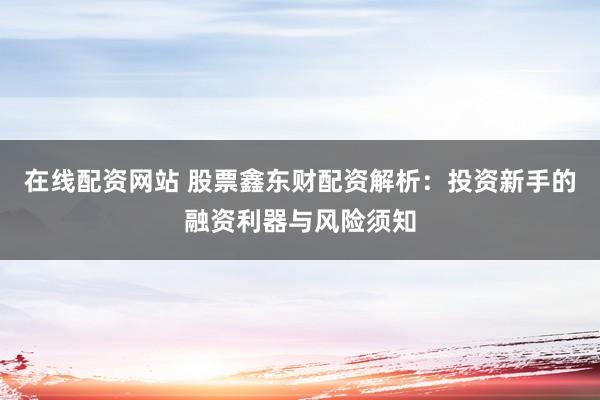 在线配资网站 股票鑫东财配资解析：投资新手的融资利器与风险须知