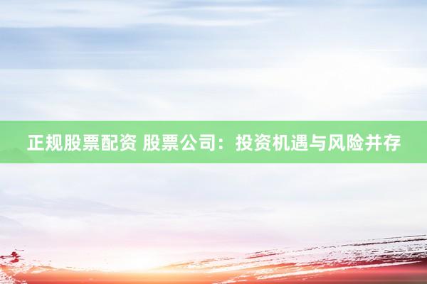 正规股票配资 股票公司：投资机遇与风险并存